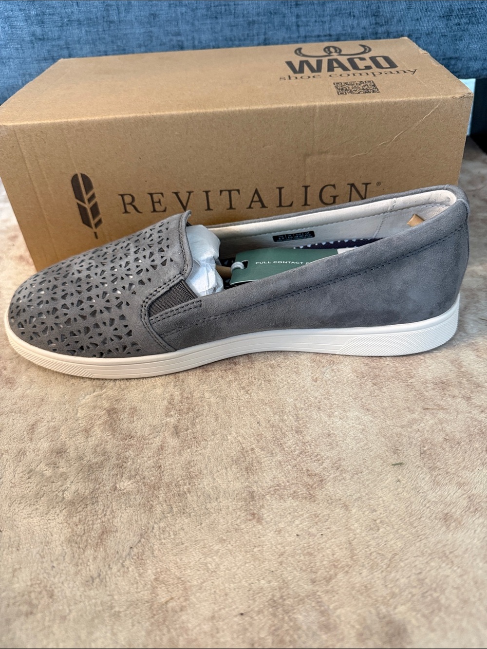 REVITALIGN Women's Carolina Charcoal Gray Perforated Slip-On Loafer